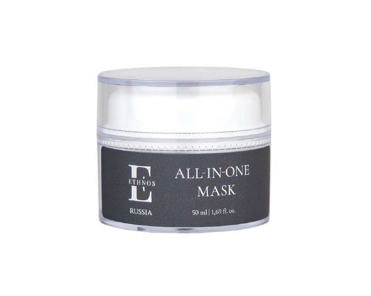 Маска для лица All-in-One Mask с Церамидами, белой Глиной, экстрактом Черной икры и Бакучиолом ETHNOS RUSSIA 50 мл КНК