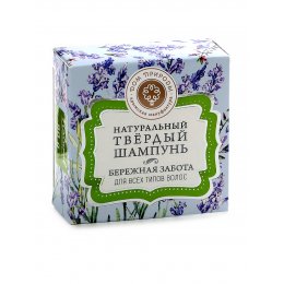 Шампунь твердый Бережная забота с экстрактом лаванды и шалфея для всех типов волос 90 г Дом Природы